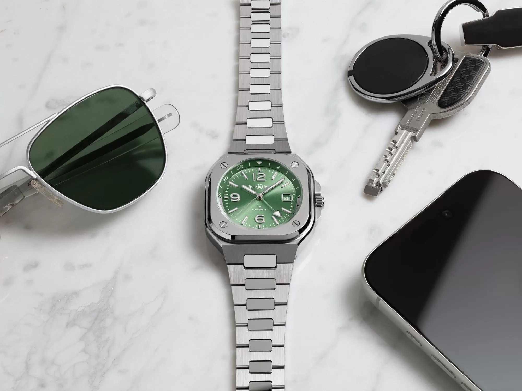 Bell & Ross BR-05 GMT Green Steel Adds a Sage Dial to Its Urban Travel Watch