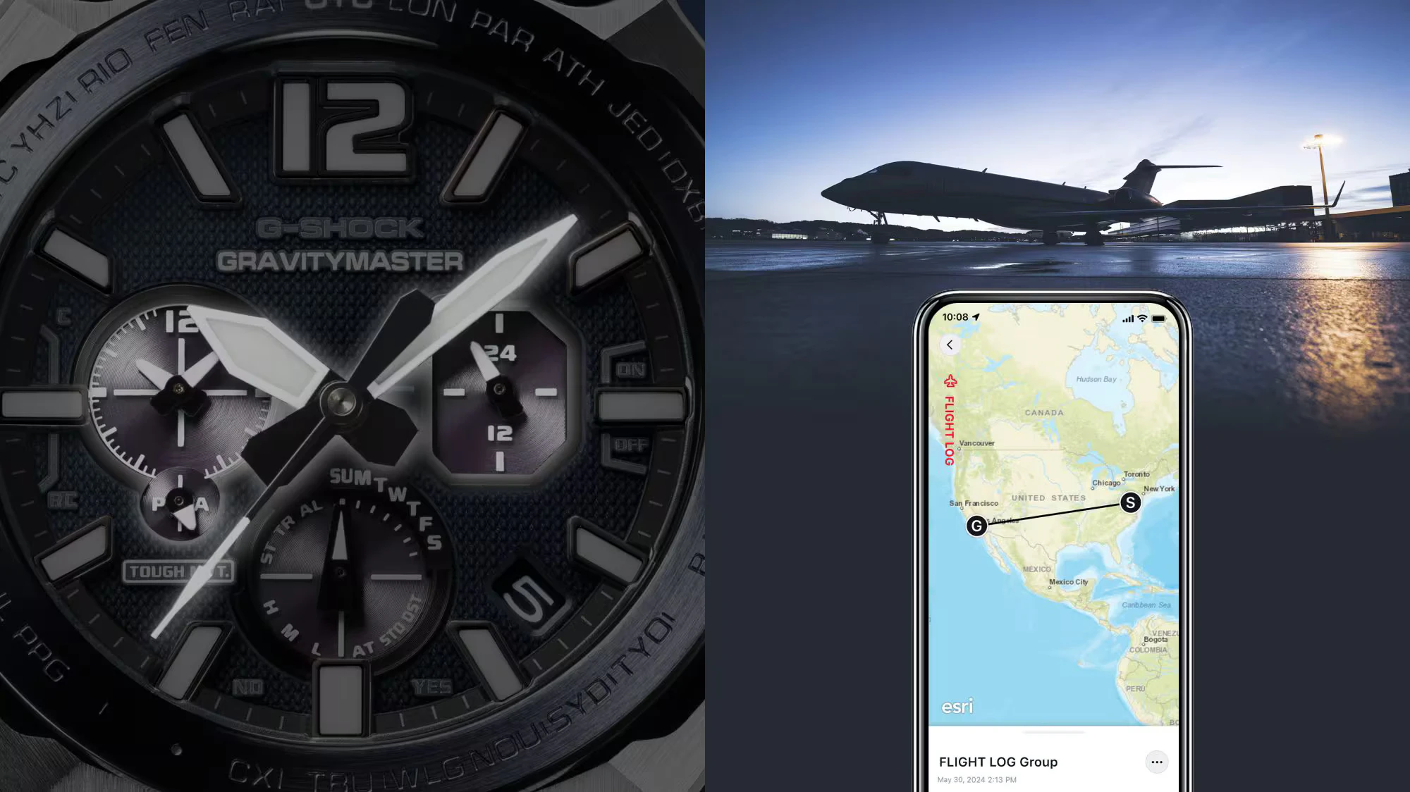 Casio GWR-B3000 Flight Log smartphone function