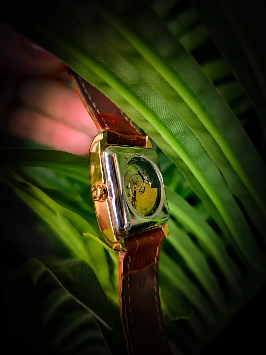 One Of The Smallest Automatic Rectangular Watches Orient FNRAP004W0 Caseback