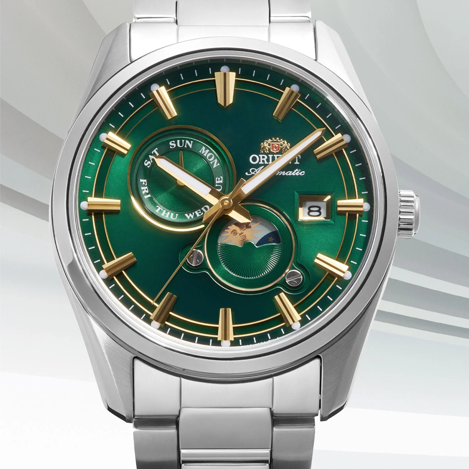 Orient Stretto Day and Night RA-AK0314E green dial automatic watch