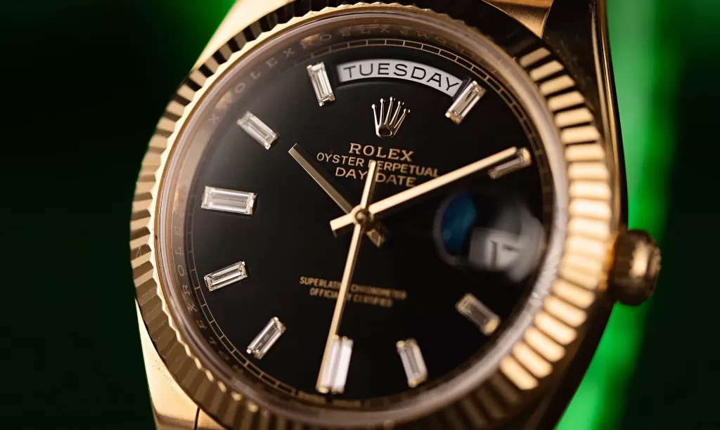 Rolex Presidentialのダイヤルのマクロ写真