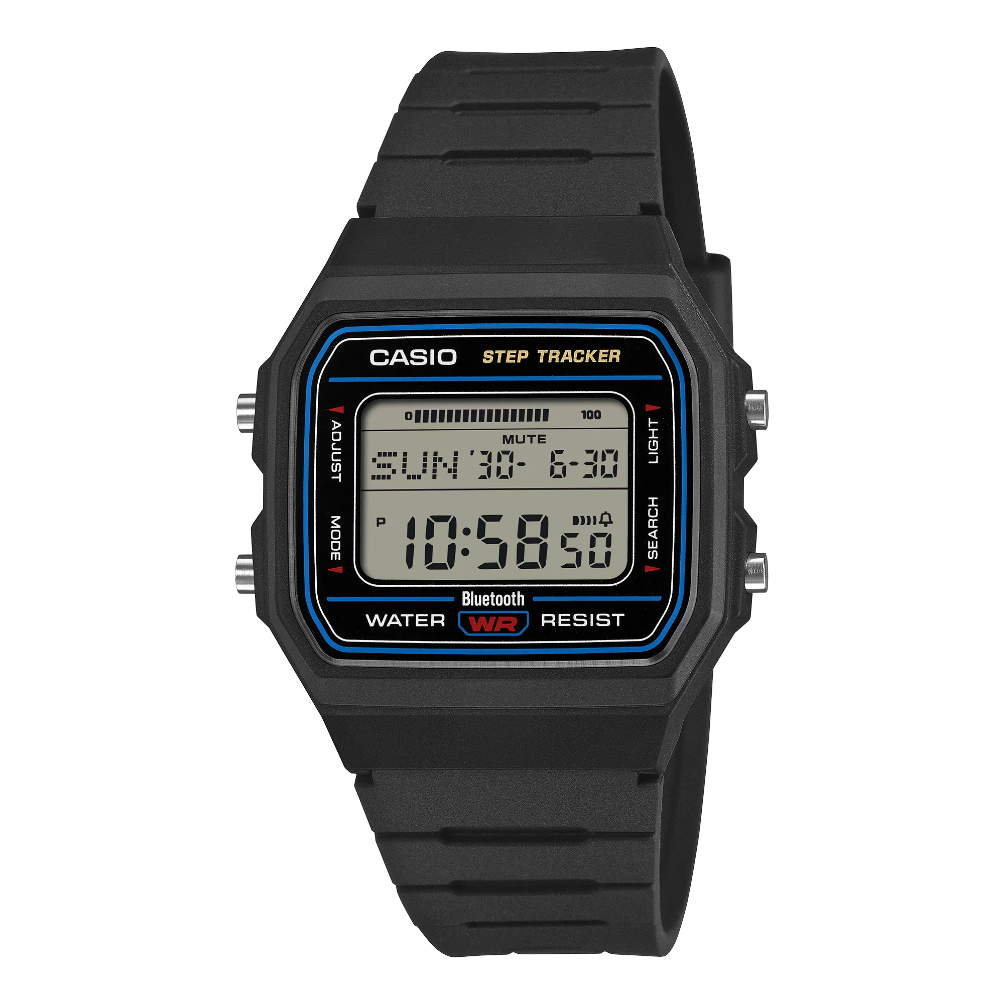 Casio F-B100W-1A black digital watch with positive display