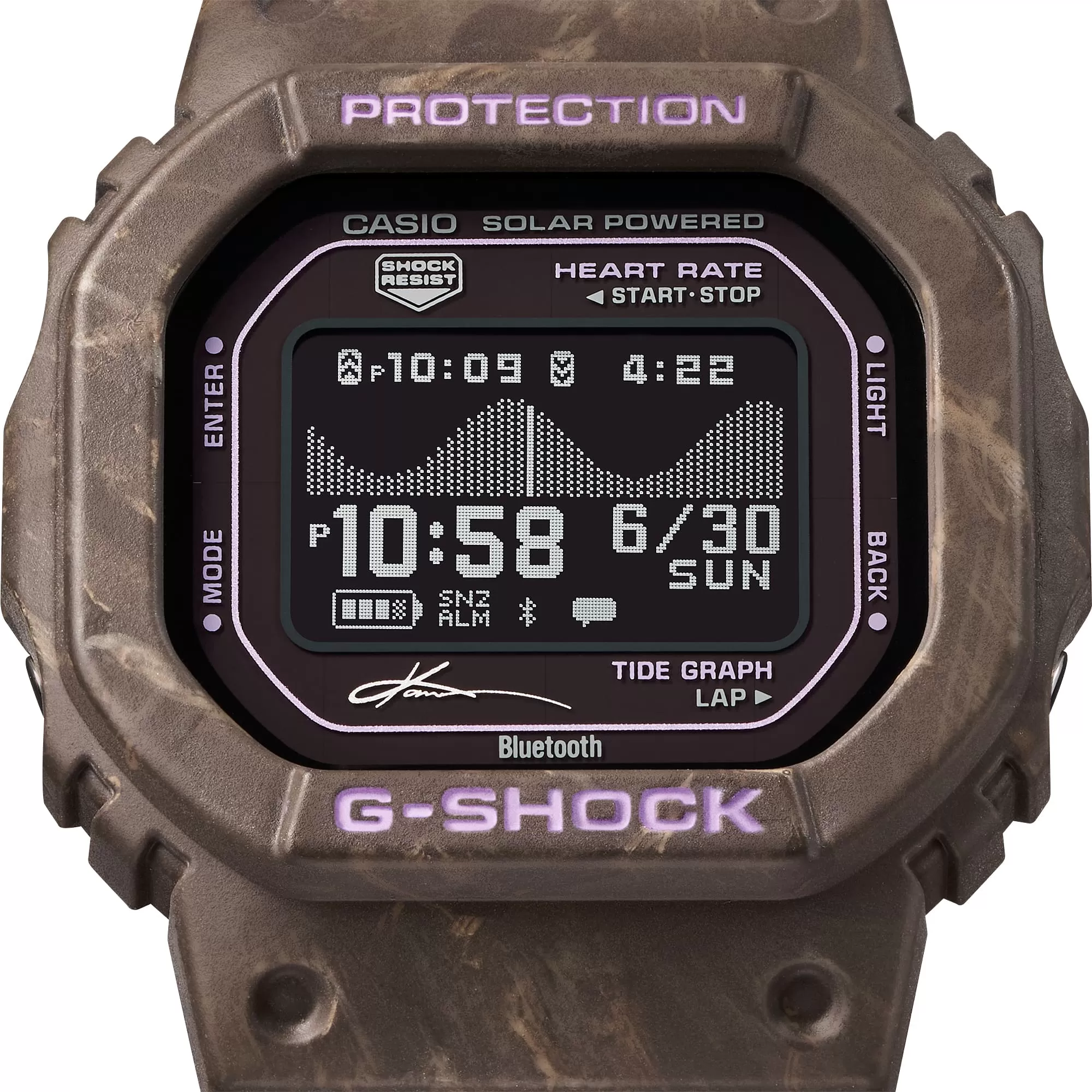 MIP display showing the tide graph on the G-Shock G-LIDE