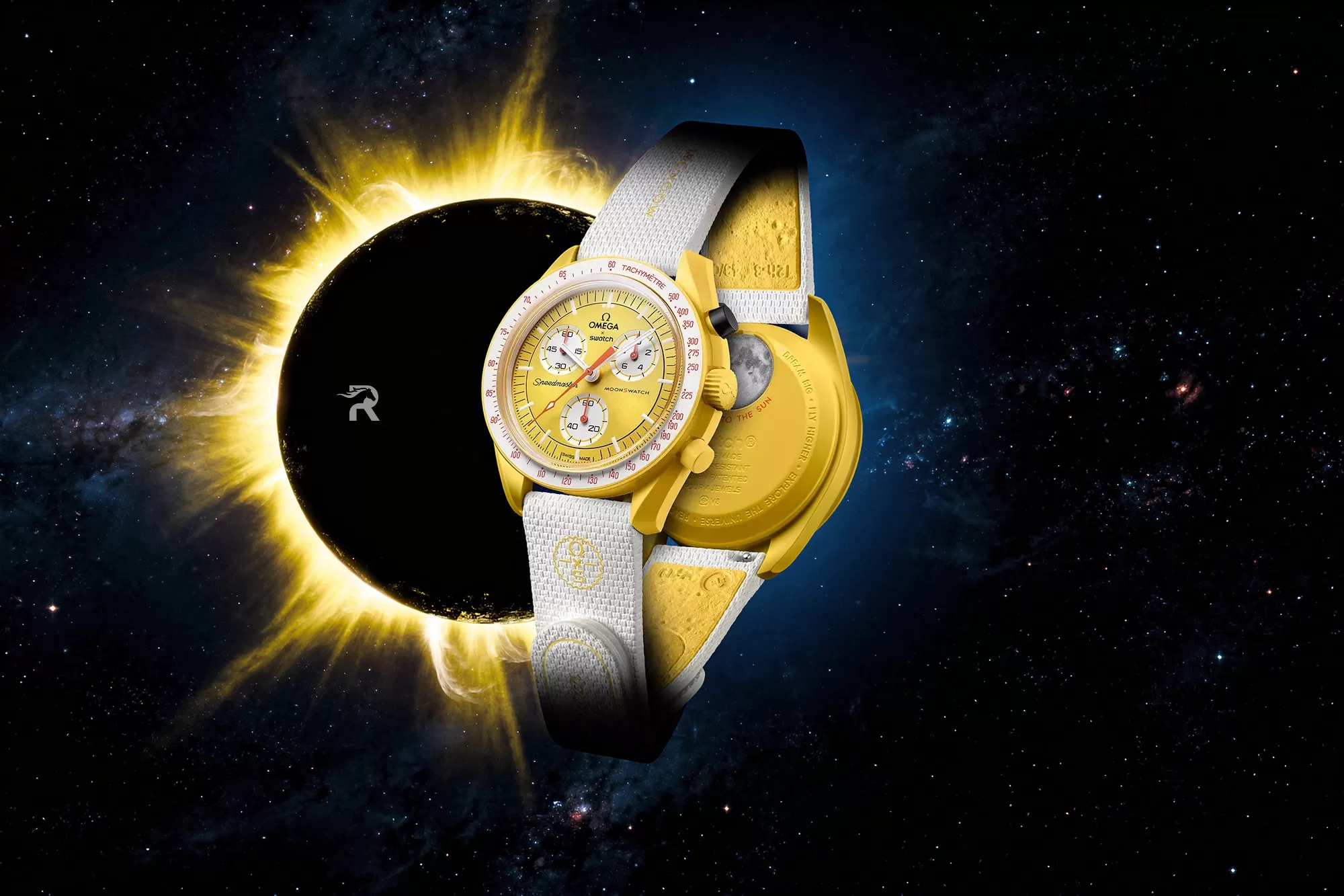 Swatch Marks Spain’s Total Solar Eclipse With a 24-Hour MoonSwatch Mission to the Sun Solar Eclipse SSX01J100-1