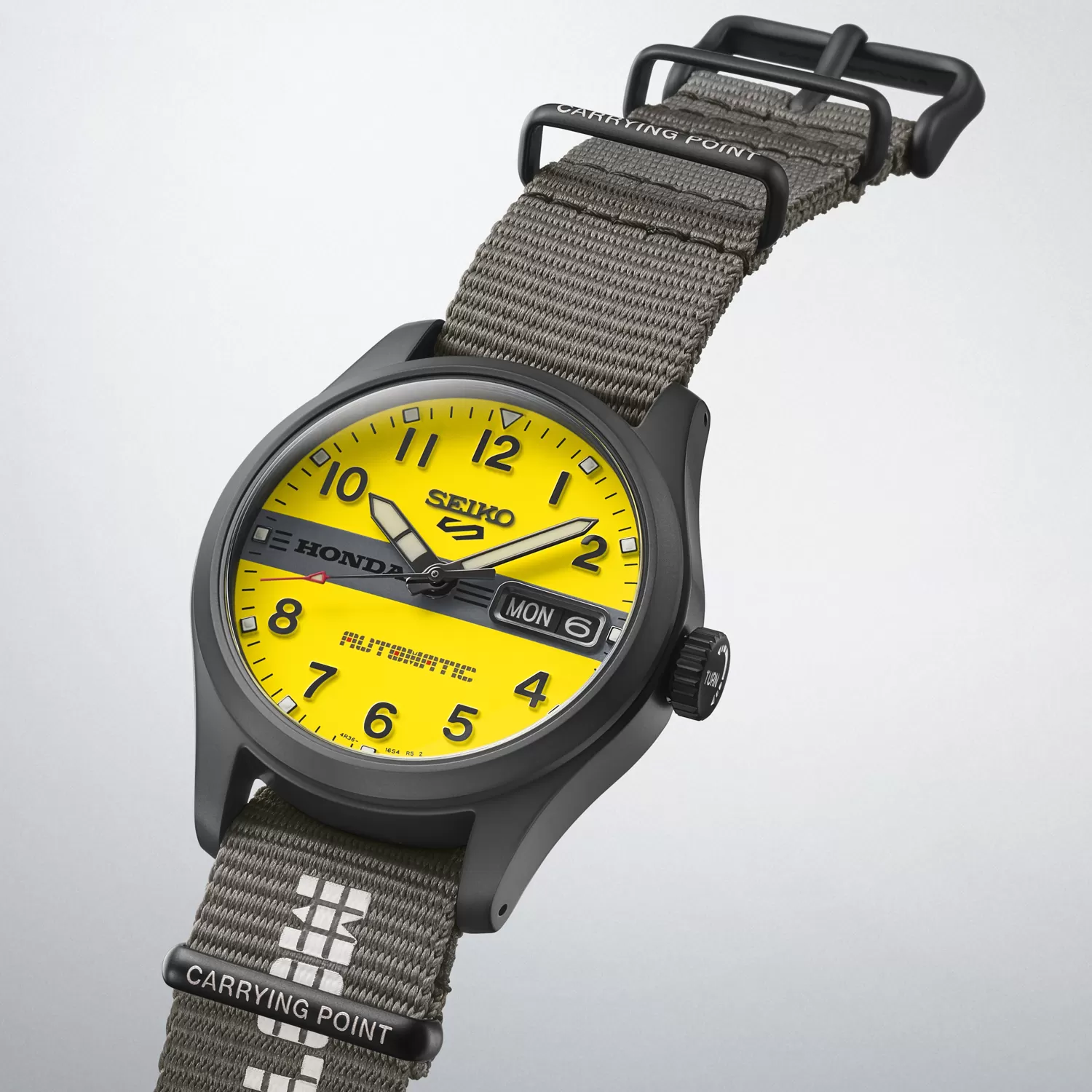 Corona del Seiko HDB010 y detalles CARRYING POINT de la correa Motocompo
