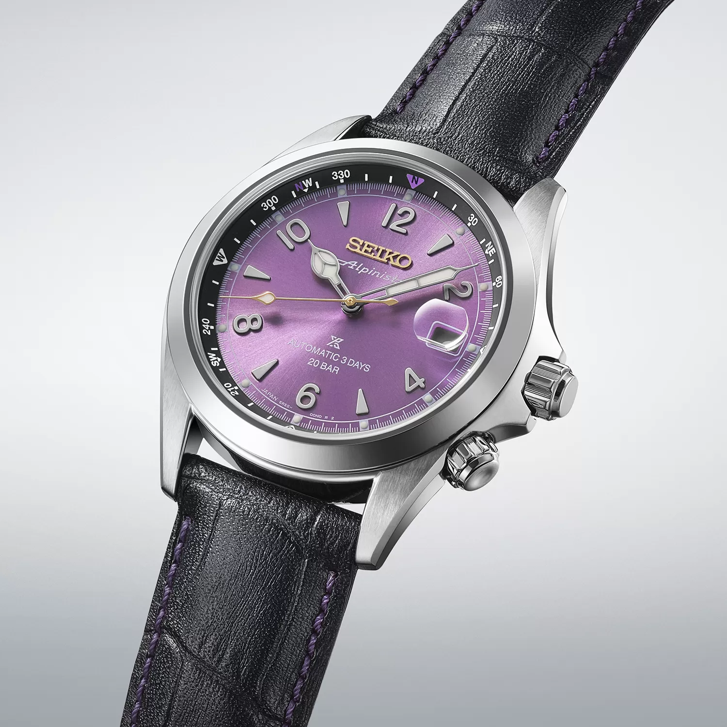 Angled view of the Seiko Prospex Alpinist HBC006J with internal compass scale