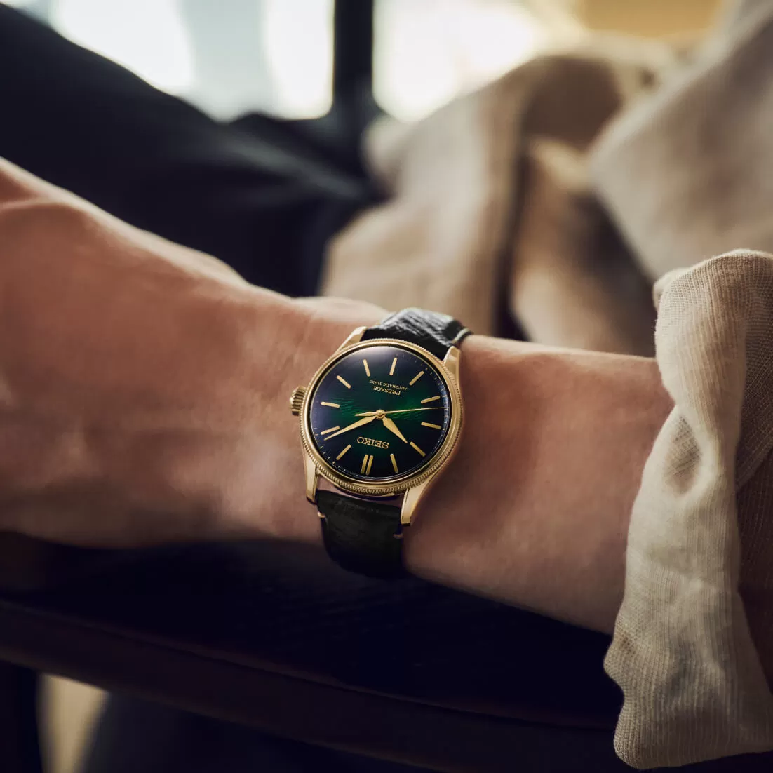 Seiko Presage HCC009J1 worn on its included black calfskin strap