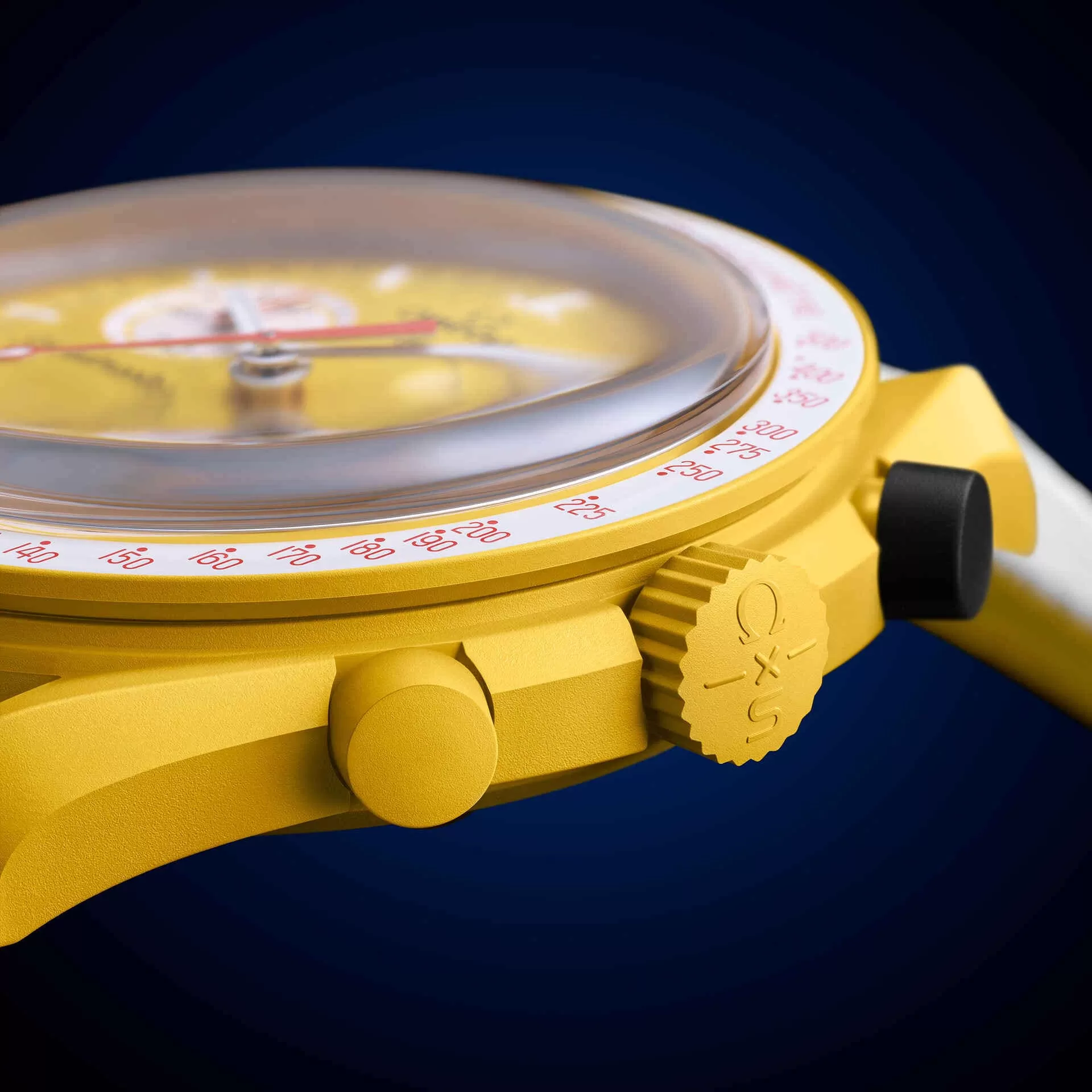 Front and rear product view of the Swatch MoonSwatch Mission to the Sun Solar Eclipse