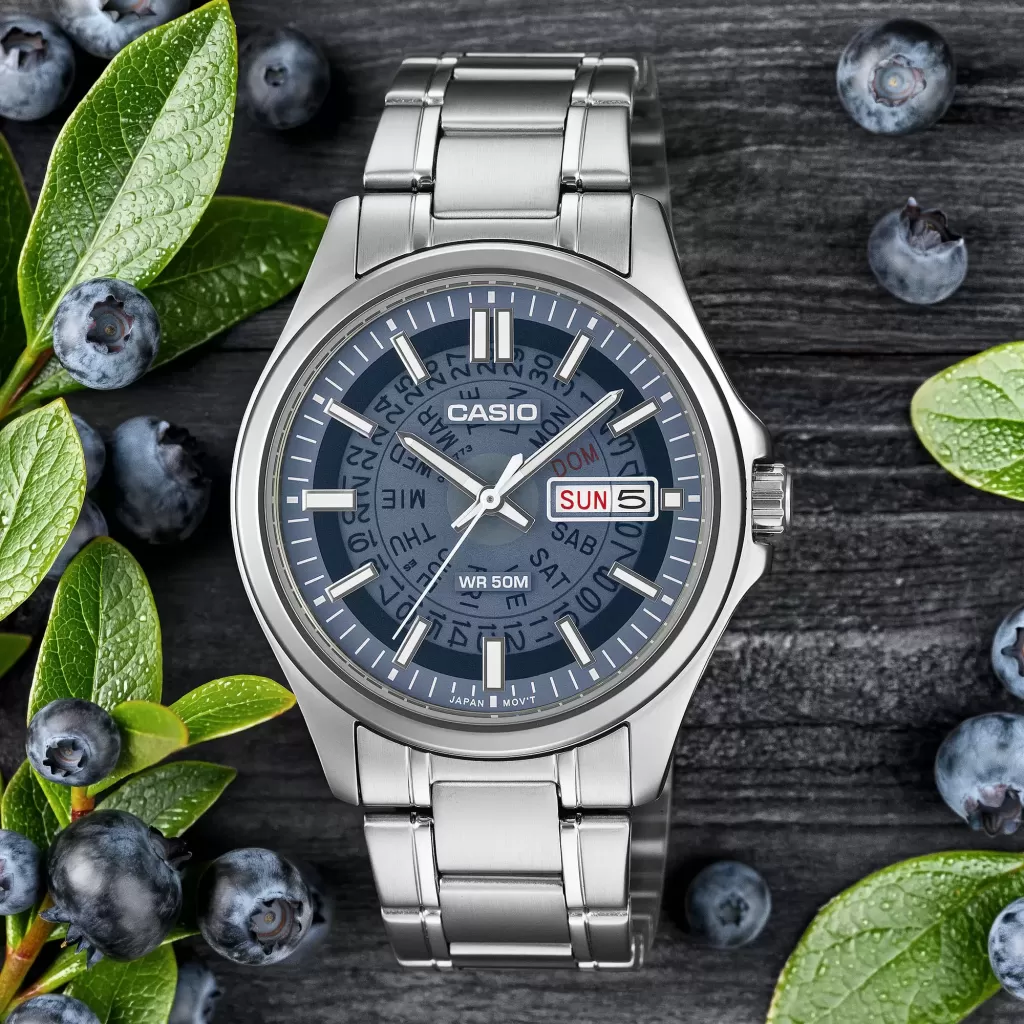 출시 예정 Casio MTP-E740-2A1V의 네이비 다이얼
