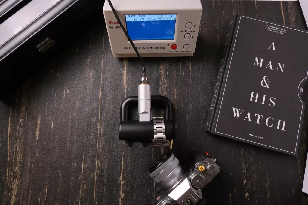 Hamilton Cooper timegrapher test. 12 o'clock down: −1 s/day with 0.2 ms beat error.