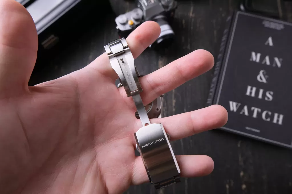 Hamilton Cooper bracelet clasp open with the Hamilton logo visible