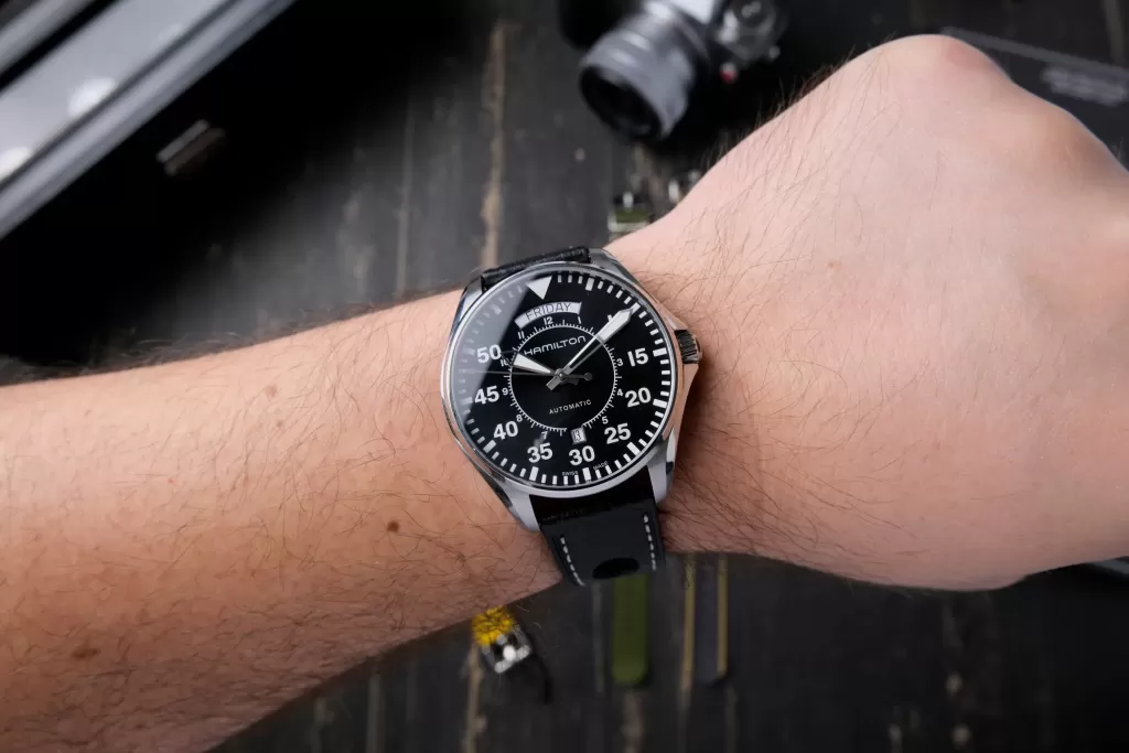 Hamilton Cooper on a black racing strap on my wrist