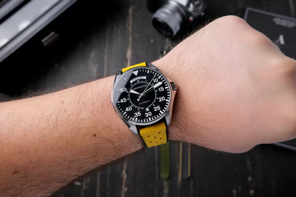 Hamilton Cooper on a yellow strap on my wrist